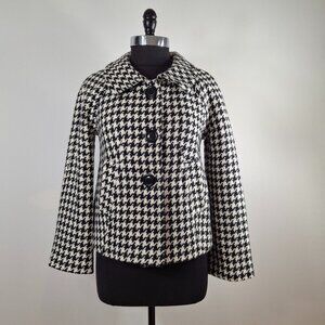 Rafaella Houndstooth Wool Blend Jacket With Wide Sleeves Size 6